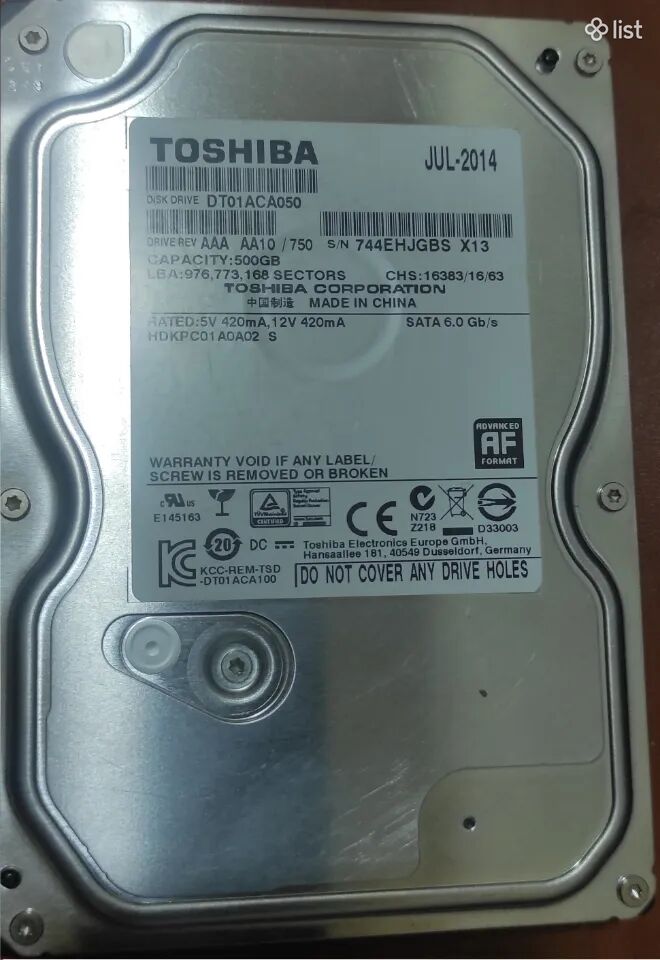 Կոշտ սկավառակ /hdd/ жесткий диск * HDD * 500Gb
