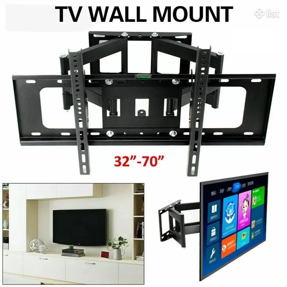 Հեռուստացույցի կախիչ, 65", 32"-70", 2 թևանի, кронштейн для телевизора, TV Holder, կռանշտեյն, նոր, տուփով