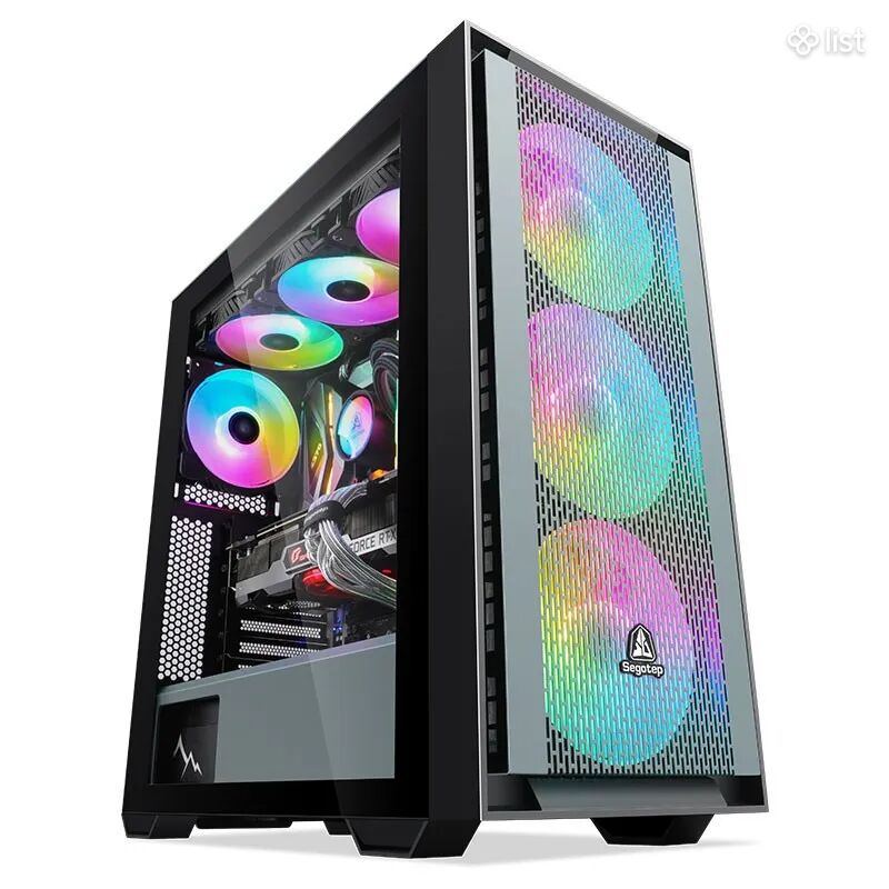 Gaming PC Case (Игровой корпус для ПК) Segotep Gank360 Gray, E-ATX ներառյալ 3x ARGB Cooler և Controller