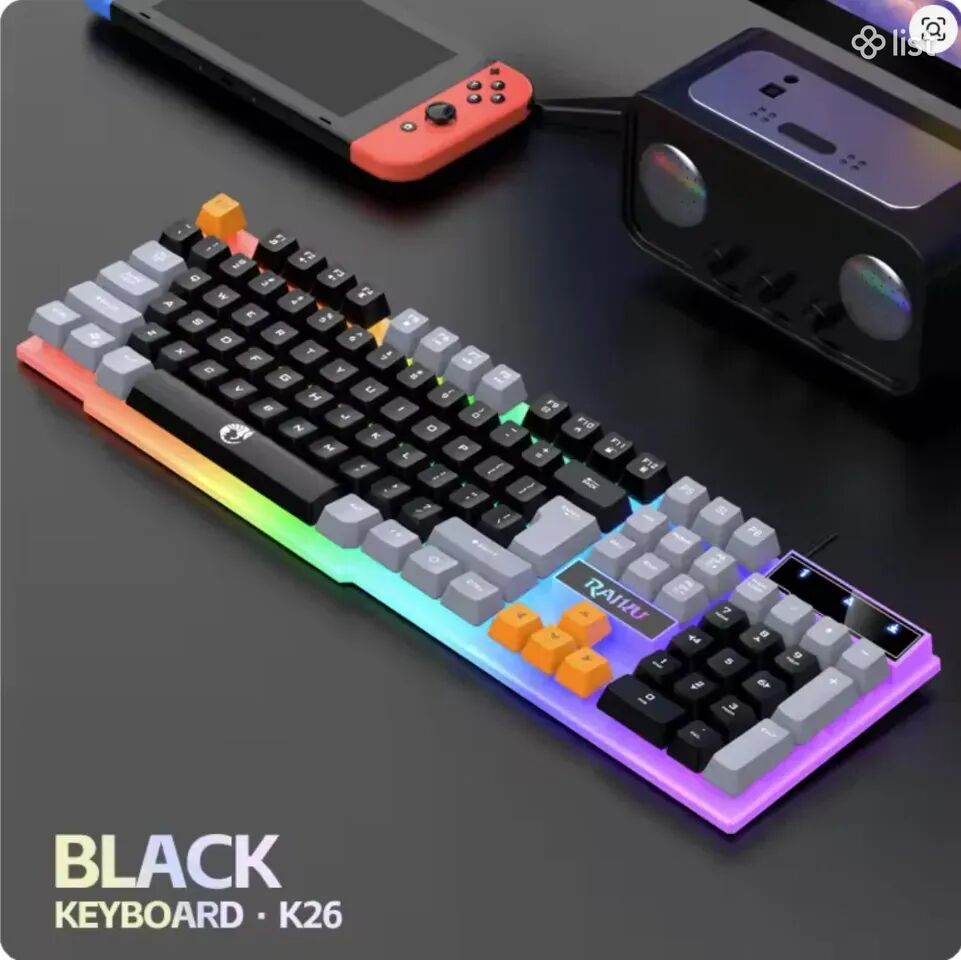 RAIKU K26 стильная игровая клавиатура с механическим ощущением нажатия и трёхцветной подсветкой