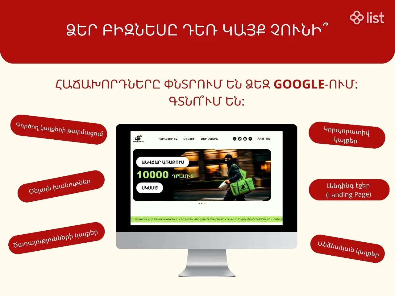 Վեբ կայքերի ստեղծում Website Development Создание сайтов UX/UI