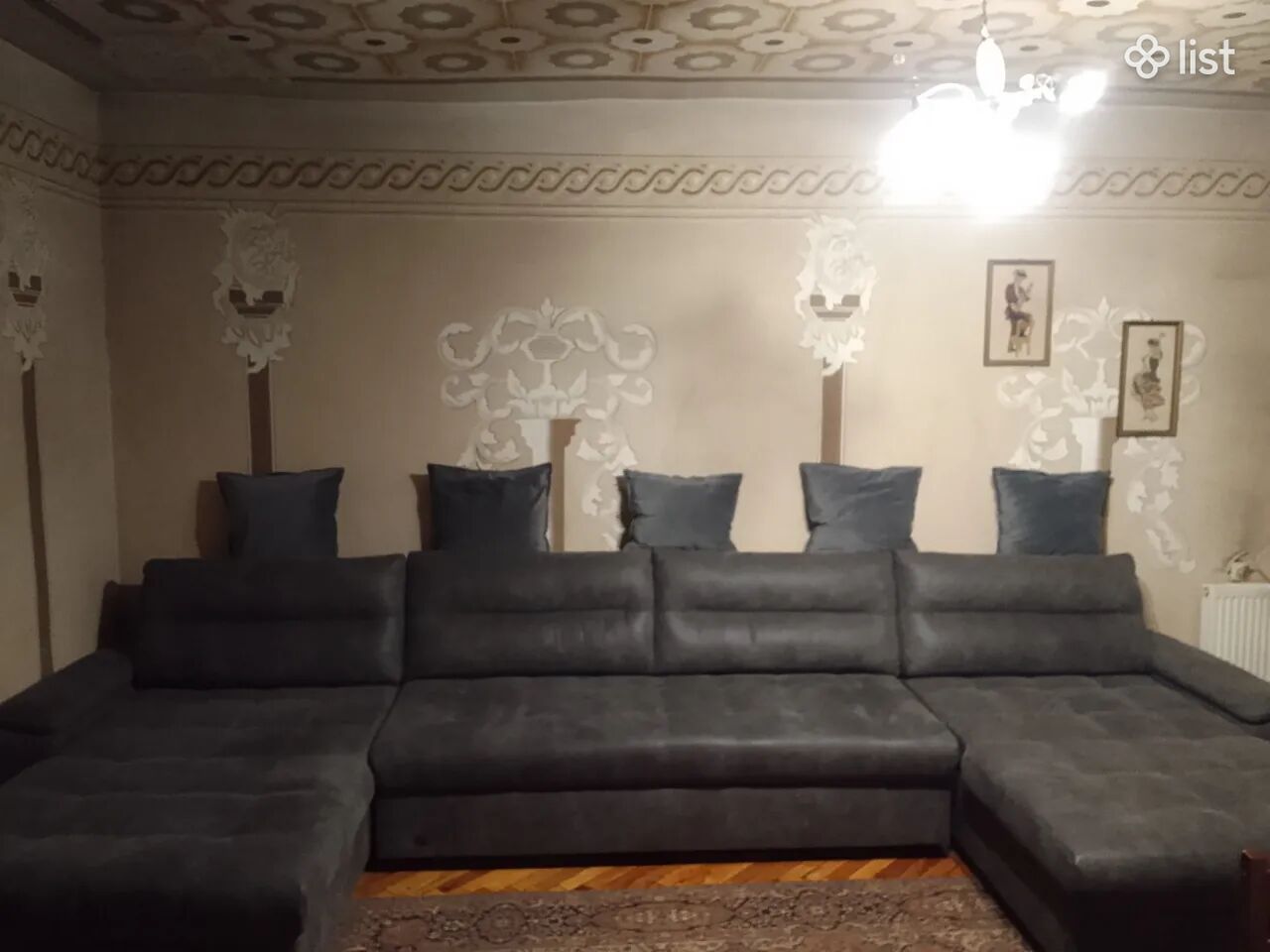 Մոխրագույն, բնական կաշի, 2 տեղ, 435 x 45 սմ