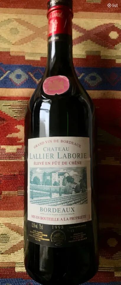 Ֆրանսիական գինի BORDEAUX, 1998 թ.շշալցված